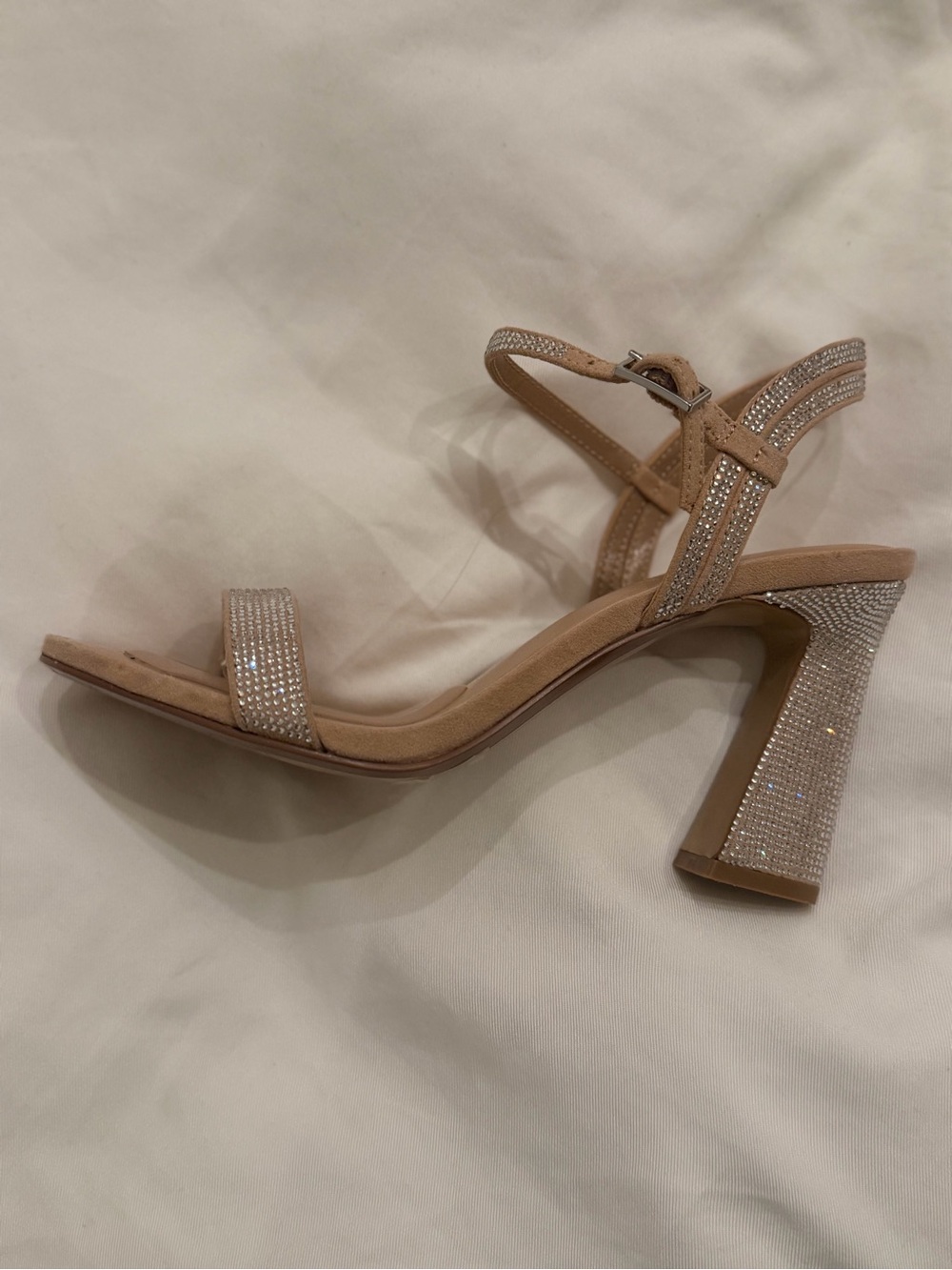 Mix No. 6 Champagne Rhinestone Block Heel Sandals